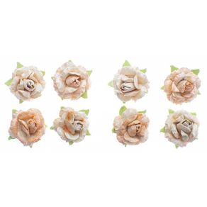 Flores Artesanais Rosas Coral Coleção Clássica C/ Glitter com 8 Unidades Ref.20516-FLOR166 Toke e Crie