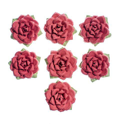 Flores Artesanais Rosas Vermelhas Coleção Algodão Doce Flor154 - Toke e Crie