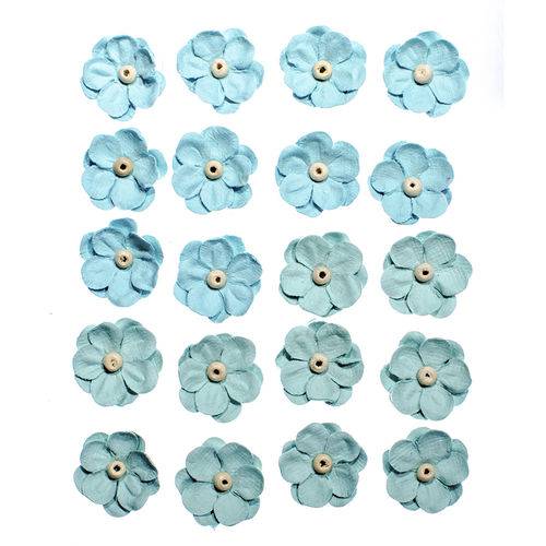 Flores Artesanais Sininhos Azul Coleção Algodão Doce Flor131 - Toke e Crie
