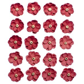 Flores Artesanais Sininhos Vermelho Coleção Algodão Doce com 20 Unidades Ref.17747-FLOR135 Toke e Crie