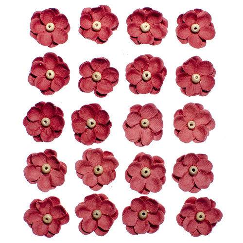 Flores Artesanais Sininhos Vermelho Coleção Algodão Doce Flor135 - Toke e Crie