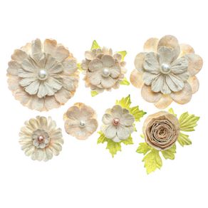 Flores Artesanais Sortidas Nude Coleção Clássica C/ Glitter com 7 Unidades Ref.20512-FLOR162 Toke e Crie