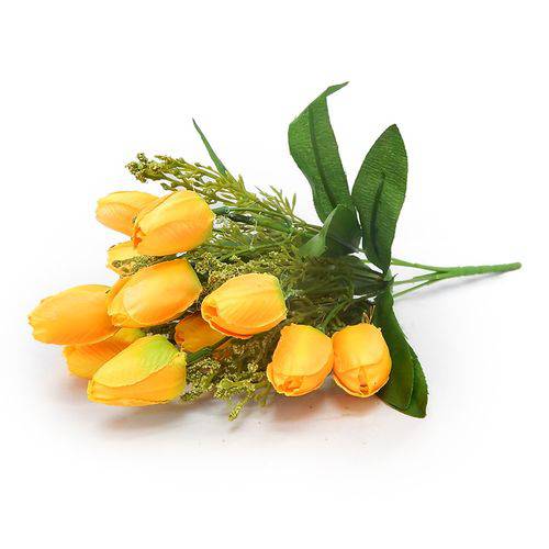 Flores Tulipas Artificiais 5 Buques Amarelas
