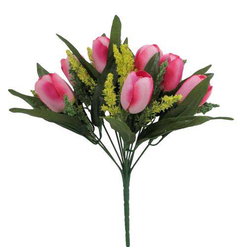 Flores Tulipas Artificiais 5 Buques Cor Rosa