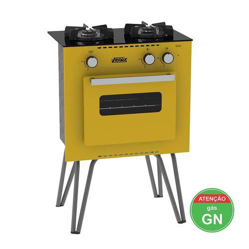 Fogão a Gás Mini Cook 2 Q Gás Natural Amarelo - Venax