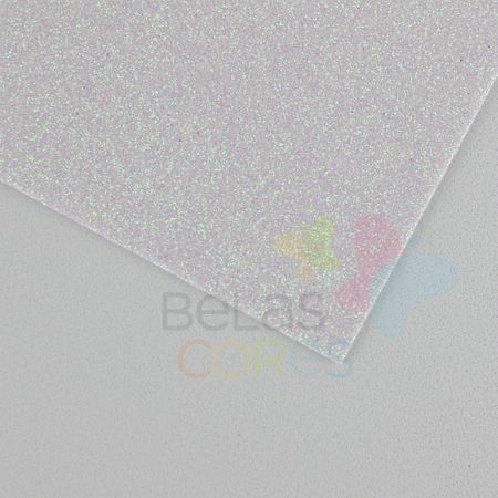 Folha de EVA 40x60cm - Glitter Branco Neon - 5 Unidades