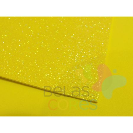 Folha de EVA 40x60cm - Glitter Neon Amarelo - 5 Unidades