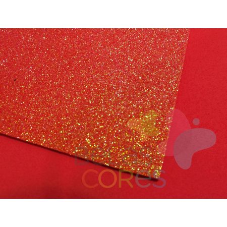 Folha de EVA 40x60cm - Glitter Neon Vermelho - 5 Unidades