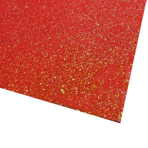 Folha de Eva 40x60cm - Glitter Neon Vermelho - 5 Unidades