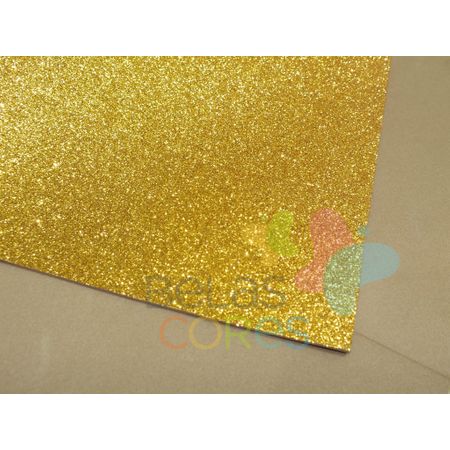 Folha de EVA 40x60cm - Glitter Ouro - 5 Unidades