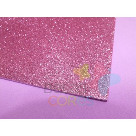 Folha de EVA 40x60cm - Glitter Rosa Claro - 5 Unidades