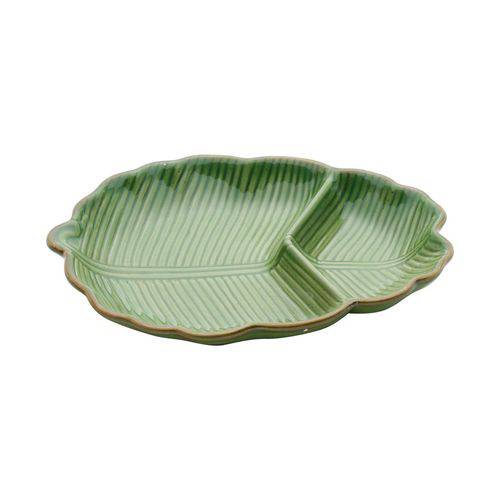 Folha Decorativa 25,5 X 16 Cm de Cerâmica Verde Banana Leaf Lyor - L4125
