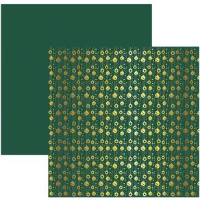 Folha Scrapbook Metalizada Árvore de Natal Dourado FD Verde Ref.20184-SDF746 Toke e Crie