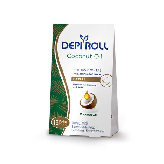 Folhas Depilatórias Depiroll Facial Coconut Oil com 16 Unidades