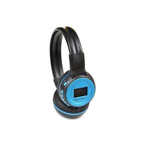 Fone de Ouvido Bluetooth com Visor Sd P2 FM N65 Azul e Preto
