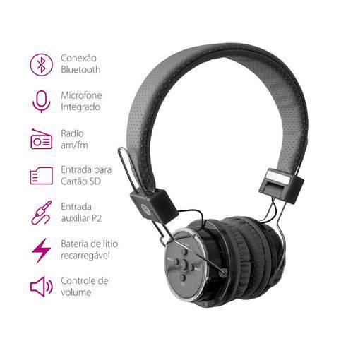 Fone de Ouvido Headphone Bluetooth Boas Preto para Lg K4