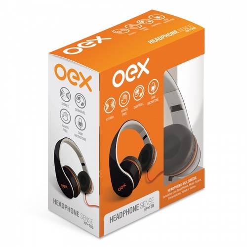 Fone de Ouvido Headphone Over Ear Oex Sense Hp100 - Dobrável Microfone - Preto