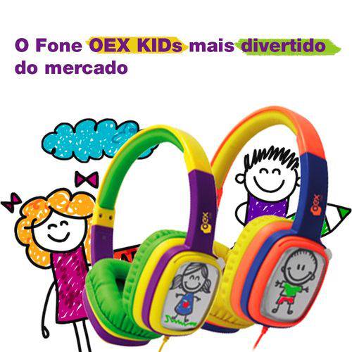 Fone de Ouvido Kids Cartoom Amarelo Oex Hp-302