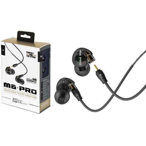 Fone de Ouvido Mee Audio M6 Pro Black In Ear com Cabo Destacável, Bag e Diversos Plugs