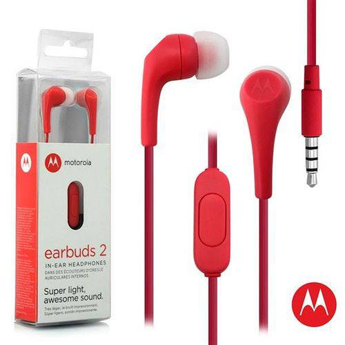 Fone de Ouvido Motorola Earbuds 2 - Vermelho