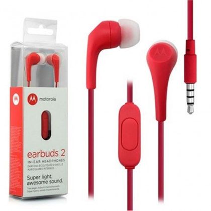 Fone de Ouvido Motorola G4 Play Xt1600 Earbuds 2 Vermelho