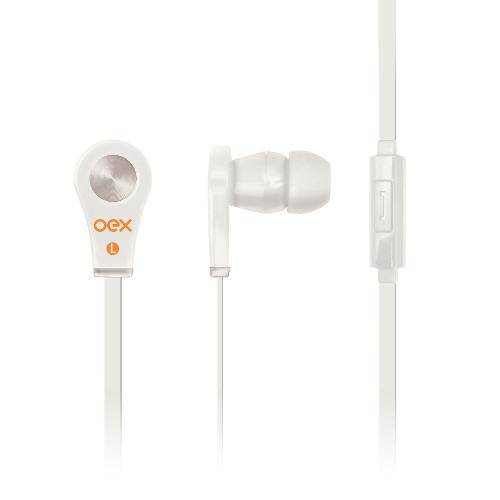 Fone de Ouvido Oex Intra-Auricular Tune Ideal para Smartphones,P2,C/ Microfone Branco Fn-402
