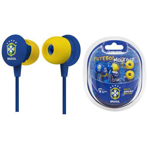 Fone de Ouvido Waldman Earphone Seleção Brasileira Super Fan Azul Sf-10-CBF/bl