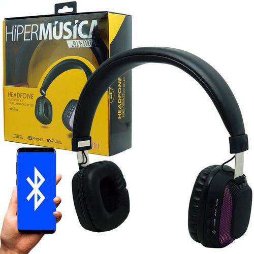 Fone Ouvido Headphone Bluetooth Sem Fio Led Moderno Estéreo P2 Infokit HBT-240 Preto Preto