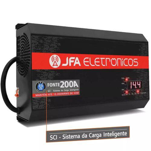 Fonte Automotiva JFA 200A 10000W SCI Carregador Bateria Bivolt Automático LED Voltímetro Amperímetro