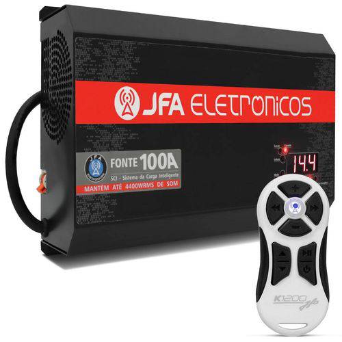 Fonte Automotiva Jfa 100a 1500w Sci Bivolt + Controle Longa Distância Jfa K1200 1200 Metros Branco