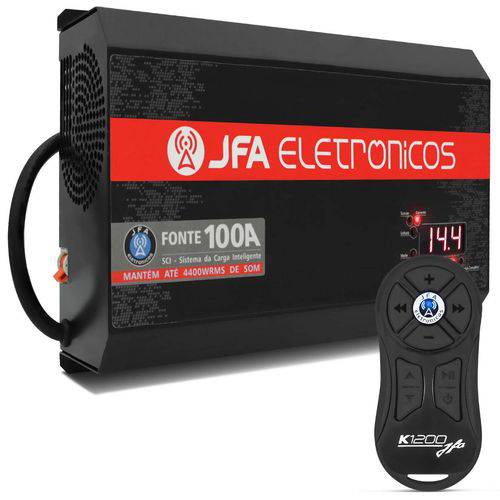 Fonte Automotiva Jfa 100a 1500w Sci Bivolt + Controle Longa Distância Jfa K1200 1200 Metros Preto