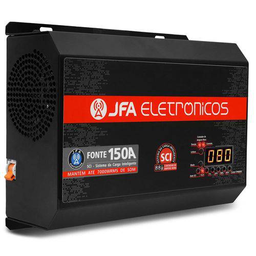 Fonte Automotiva Jfa 150A 7000W Sci Carregador Bateria Bivolt Automático Led Voltímetro Amperímetro