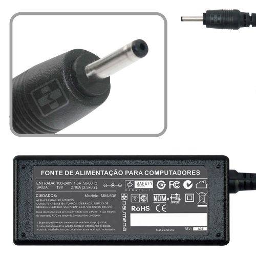 Fonte P/ Netbook Asus 19 Volts / 40 Watts / 2.1 Amp 608