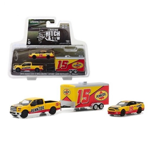 Ford F-150 & Shelby GT500 C/ Trailer Hitch Tow 1:64 Greenlight