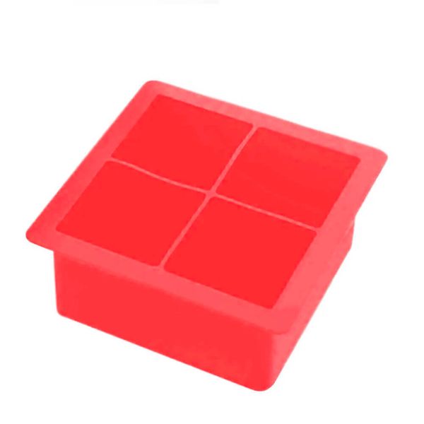 Forma de Gelo Silicone com Tampa 4 Cubos Vermelho 11CM - 34005