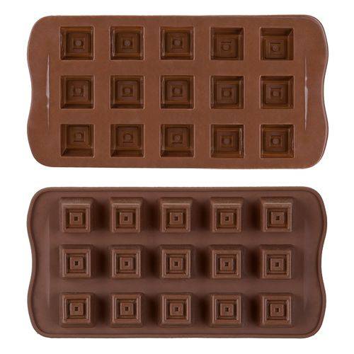 Forma de Silicone para Chocolates 15 Cavidades Quadradinhos