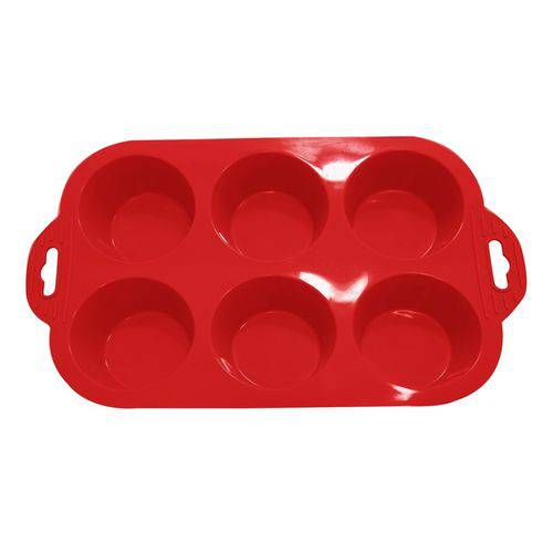 Forma para Cupcake Redonda de Silicone Vermelho - Homecook