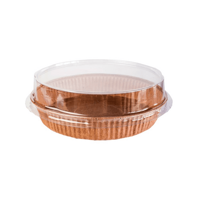 Forma Torta Biodegradável com Tampa Marrom 16 X 3cm C/ 5un Ecopack