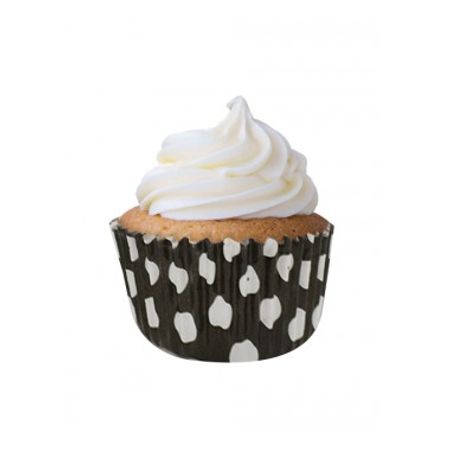Forminha de Mini Cupcake Preto Poá Branco - 45 Unidades