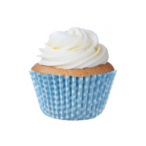 Forminha Especial para Cupcake Xadrez Azul Bebê C/45 - Mago