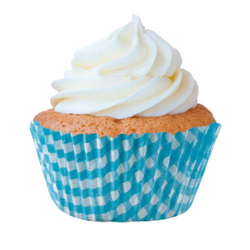 Forminha Impermeável Mini Cupcake Xadrez Azul 45 Azul Bebe - Mago