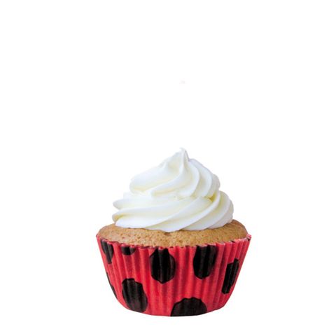 Forminha Mini Cupcake Impermeável Poá Vermelho/Preto C/45 - Mago