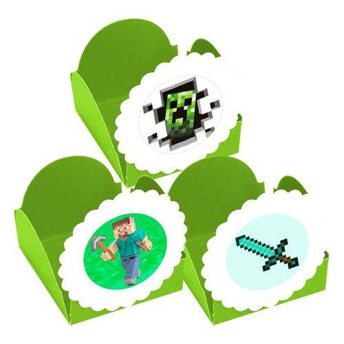 Forminhas para Doces Minecraft Verde 10 Unds