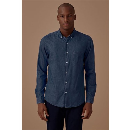 Foxton | Camisa Ml Jeans Surf Mar C/ Bolso Azul - G