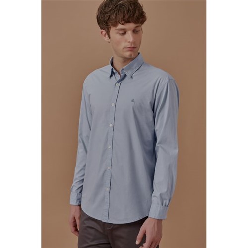 Foxton | Camisa Ml Social Tricoline Classica Azul - P