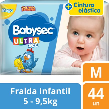 Fralda Babysec Galinha Pintadinha Ultrasec Mega M 44 Unidades