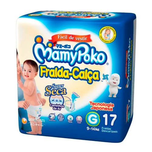 Fralda Calça MamyPoko Super Seca Tamanho G Pacote Regular com 17 Fraldas Descartáveis