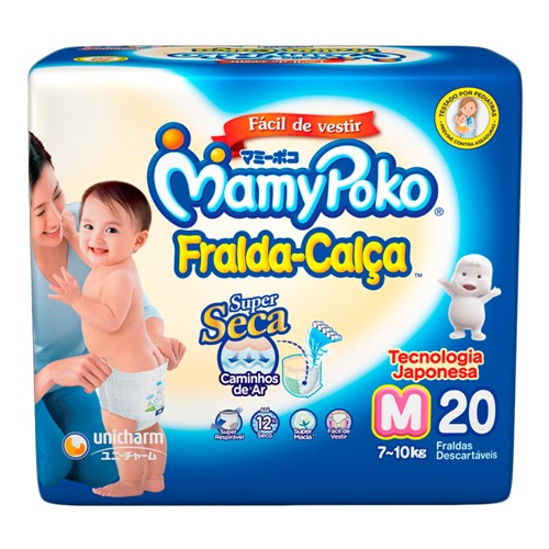 Fralda Calça MamyPoko Super Seca Tamanho M Pacote Regular com 20 Fraldas Descartáveis