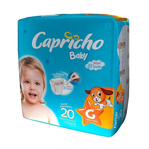 Fralda Capricho Baby Tamanho G Pacote com 20 Fraldas Descartáveis