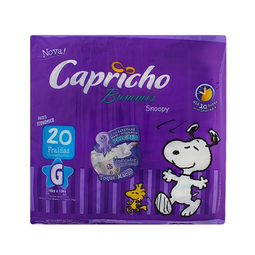 Fralda Capricho Bummis Snoopy Tamanho G Pacote com 20 Fraldas Descartáveis